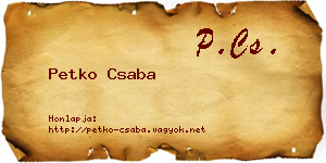 Petko Csaba névjegykártya